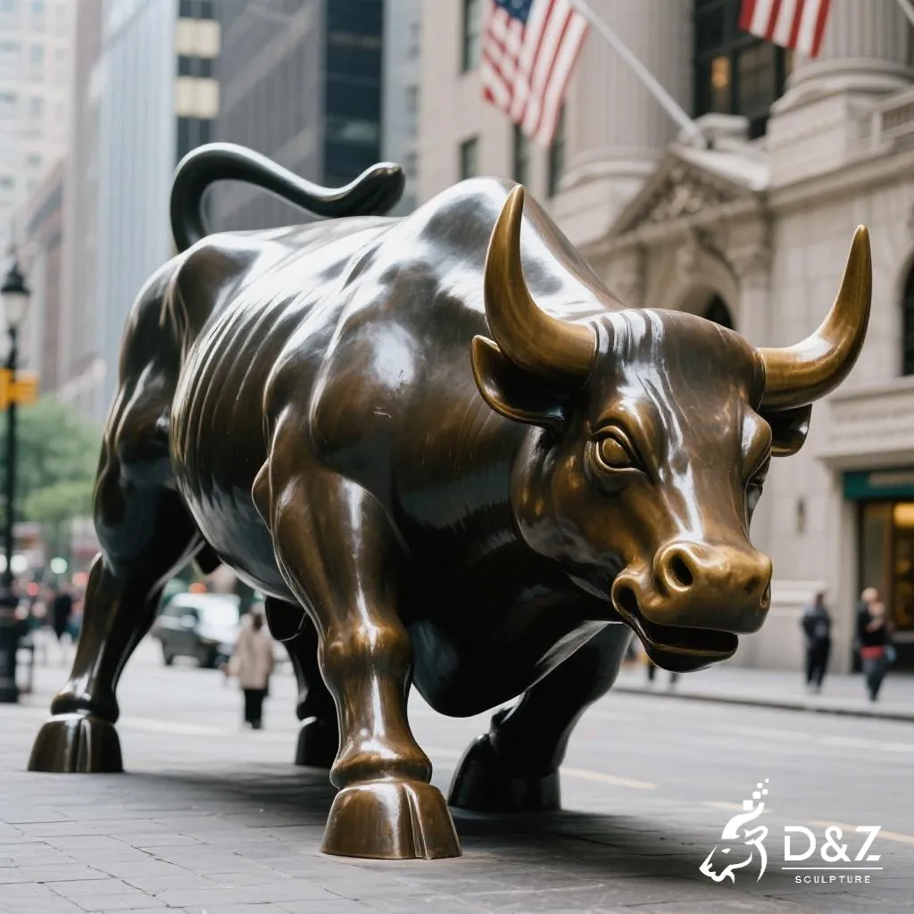 Large Bronze Charging Wall Street Bull Statue for Sale DZN317 12 Large bronze wall street bull statue, cast by lost-wax method, polished surface, outdoor public decoration-5