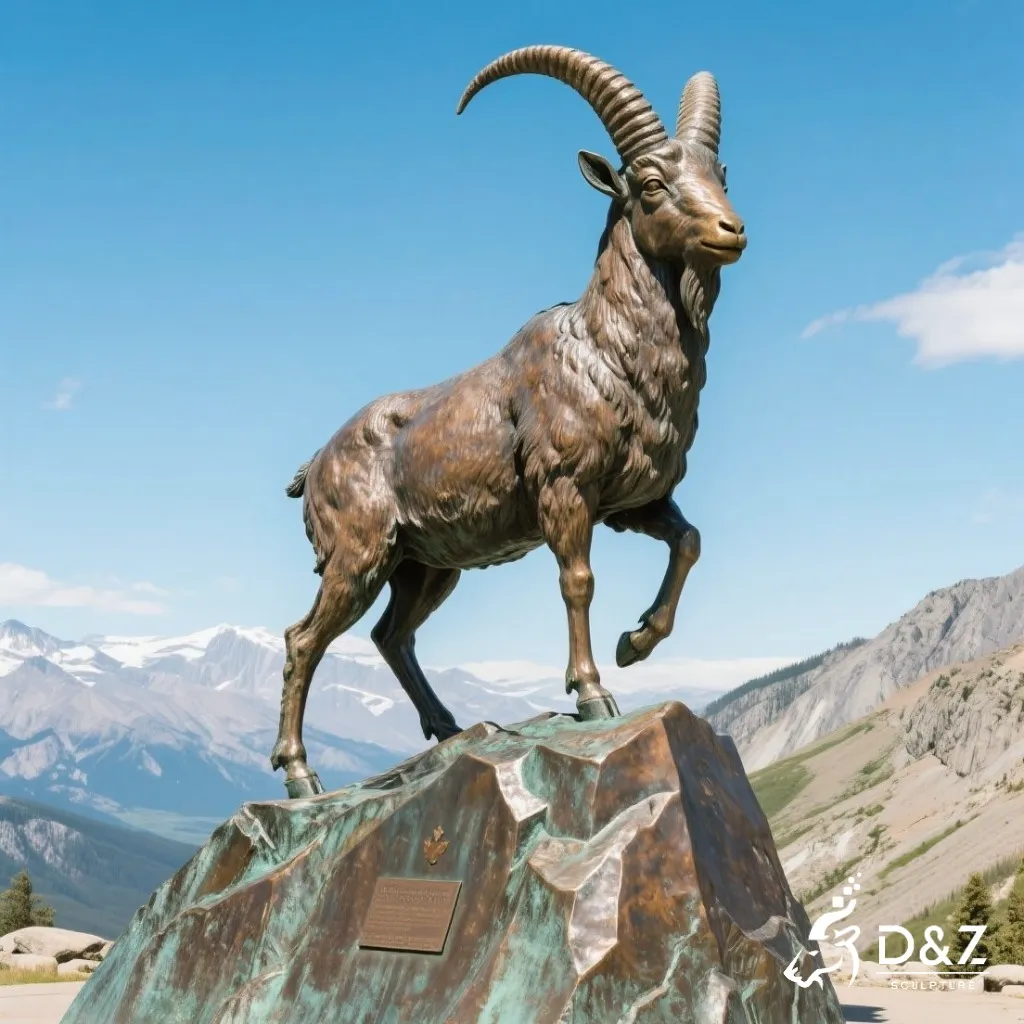 Large Outdoor Bronze Ram Bighorn Sheep Statue DZN338 9 Large bronze bighorn sheep statue, cast by lost-wax method, outdoor and indoor decoration-7