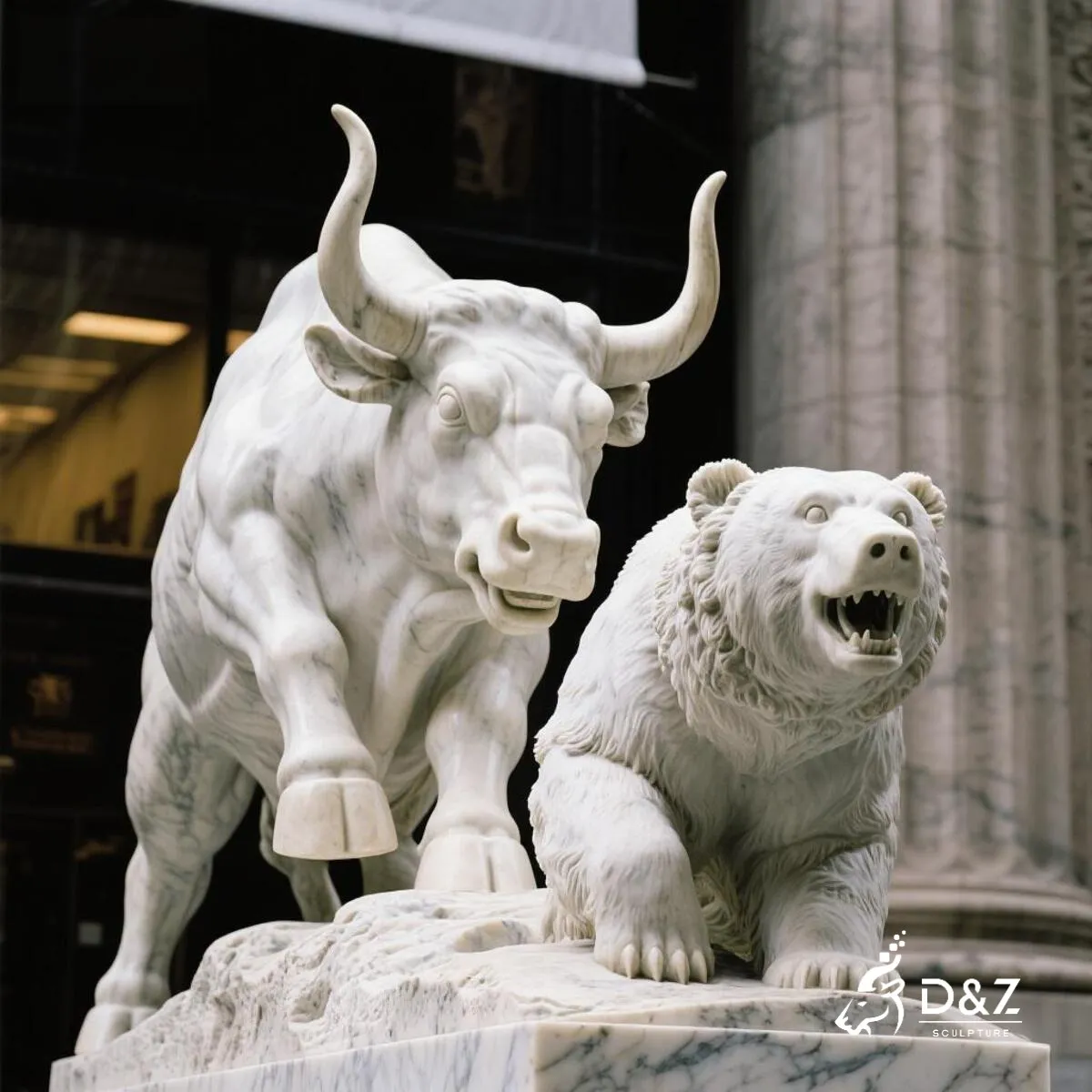 Marble wall street bull statue, marble bull statue, crafted in premium natural marble, timeless finish, urban and commercial projects-2
