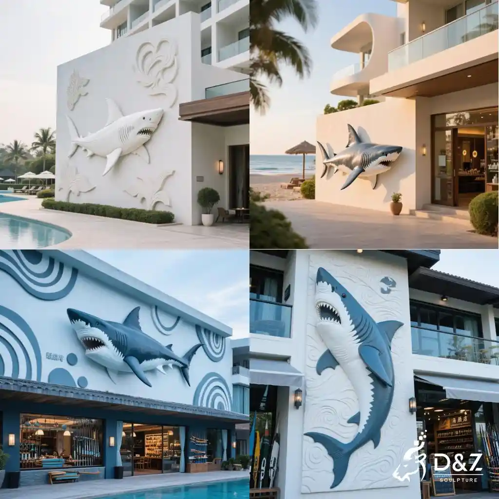 Metal shark wall art sculpture decor for sale DZN262