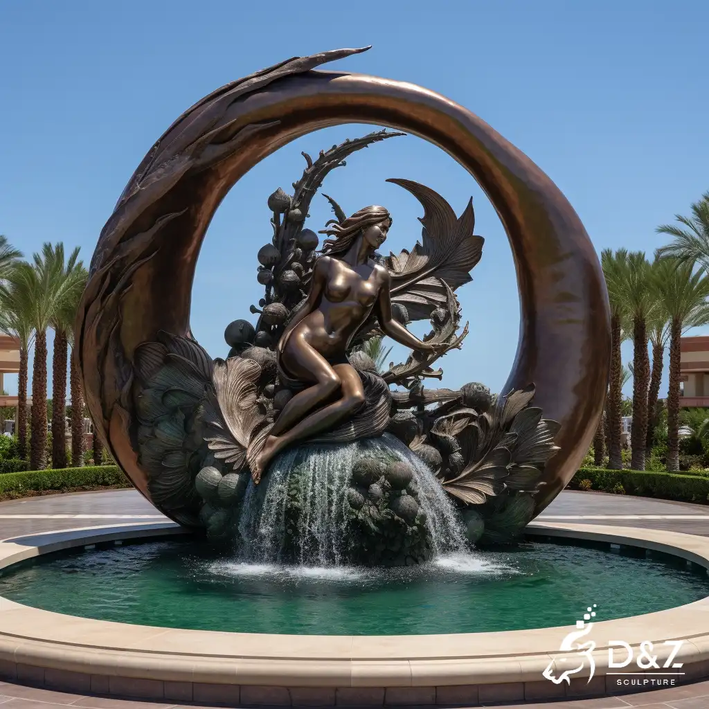 Outdoor Large Mermaid Wall Sculpture Art for Sale DZN335 Outdoor Bronze Mermaid Water Fountain for Pool DZN314