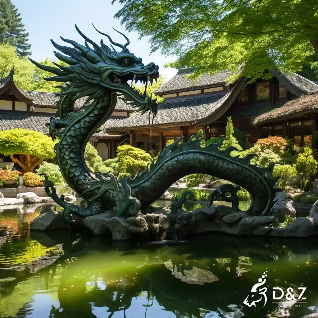 Chinese Bronze Large Dragon Water Fountain for Garden DZN313 14 Large dragon water fountain, cast by lost-wax method, polished surface, outdoor public decoration-3