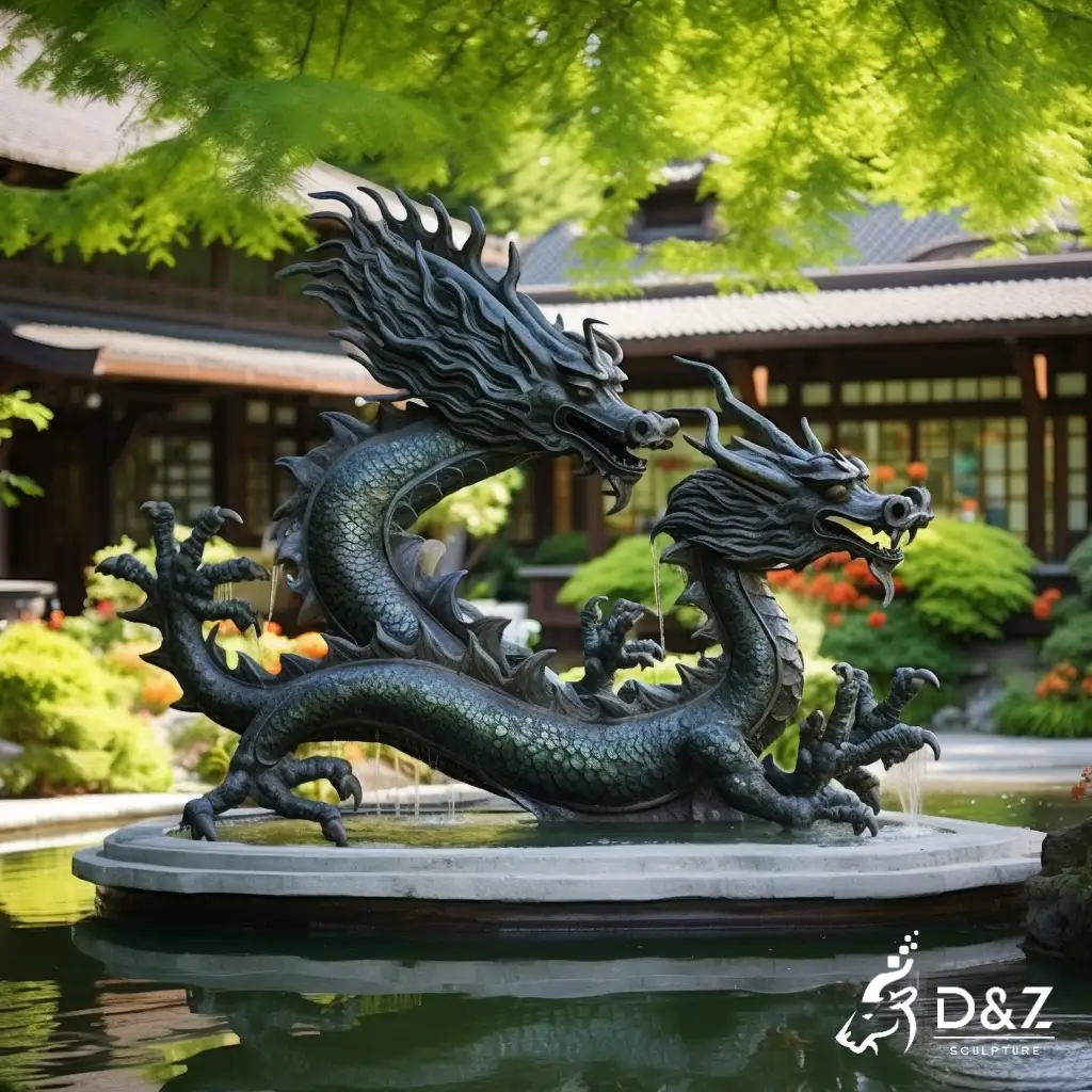Chinese Bronze Large Dragon Water Fountain for Garden DZN313 19 Large dragon water fountain, cast by lost-wax method, polished surface, outdoor public decoration-9