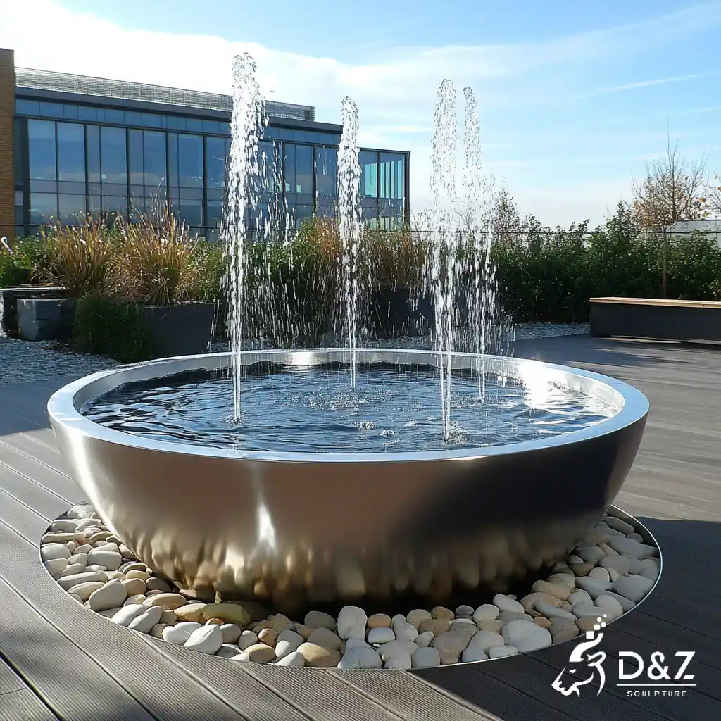 Garden Metal Bowl Fountain Mirror Water Fountain DZN312 13 Large metal bowl fountain, crafted in stainless steel, mirror polished surface, gardens, pools, plazas, or hotels-5