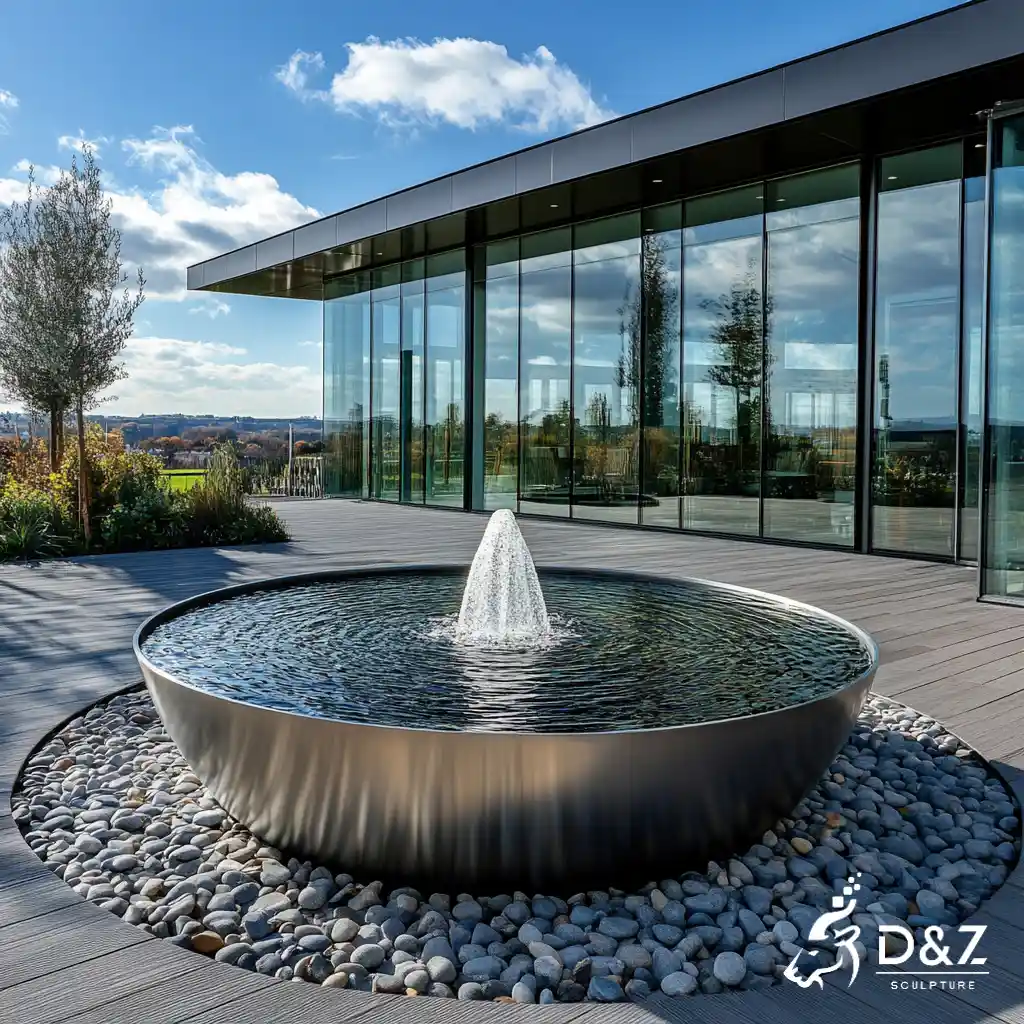 Garden Metal Bowl Fountain Mirror Water Fountain DZN312 12 Large metal bowl fountain, crafted in stainless steel, mirror polished surface, gardens, pools, plazas, or hotels-6