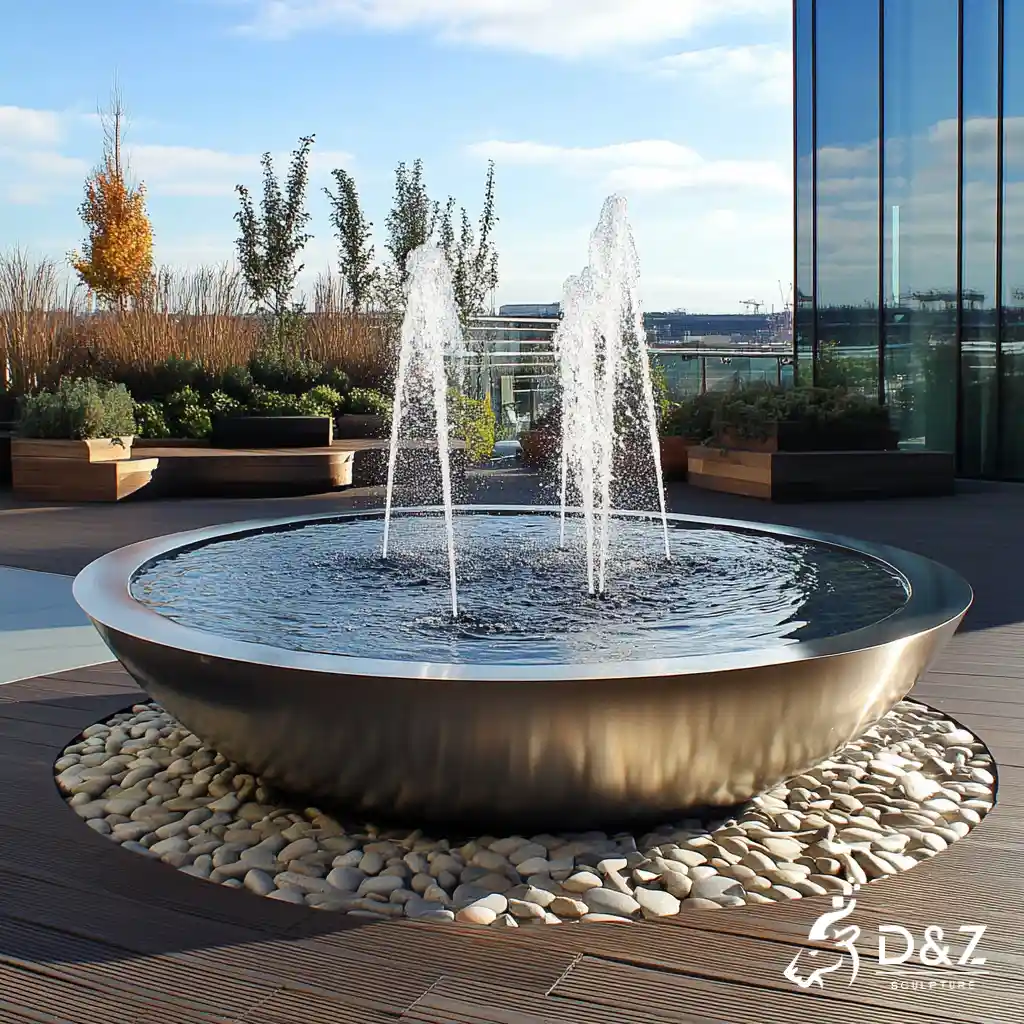 Garden Metal Bowl Fountain Mirror Water Fountain DZN312 11 Large metal bowl fountain, crafted in stainless steel, mirror polished surface, gardens, pools, plazas, or hotels-7