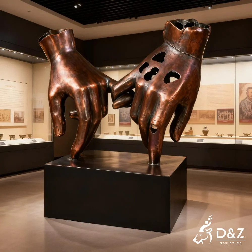 Metal I Love You Hand Sculpture of Sign Language DZN349 15 Custom metal I Love You hand sculpture, crafted in stainless steel, mirror polished surface, outdoor and indoor spaces-3