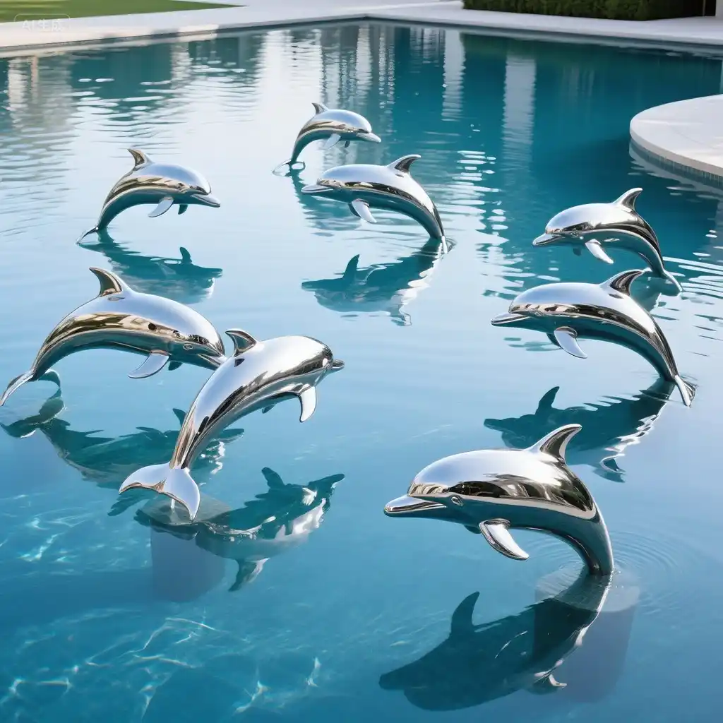 Outdoor Mirror Metal Large Dolphin Sculpture for Sale DZN151