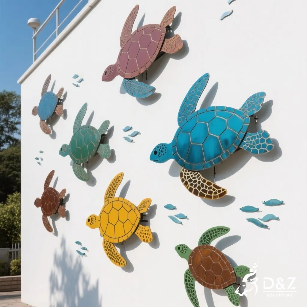 Metal Coastal Wall Sculptures of Starfish and Shell DZN336 15 Custom Metal Coastal Wall Sculpture, crafted in stainless steel, mirror polished surface, aquarium, ocean-themed parks, resorts, mall, marine-7