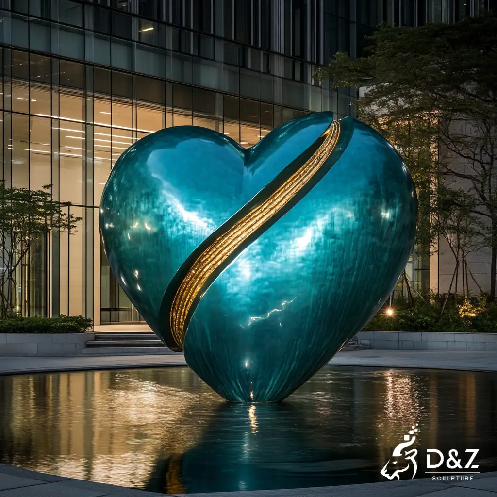 Large Abstract Metal Heart-Shaped Sculpture Art for Plazas DZN398-1