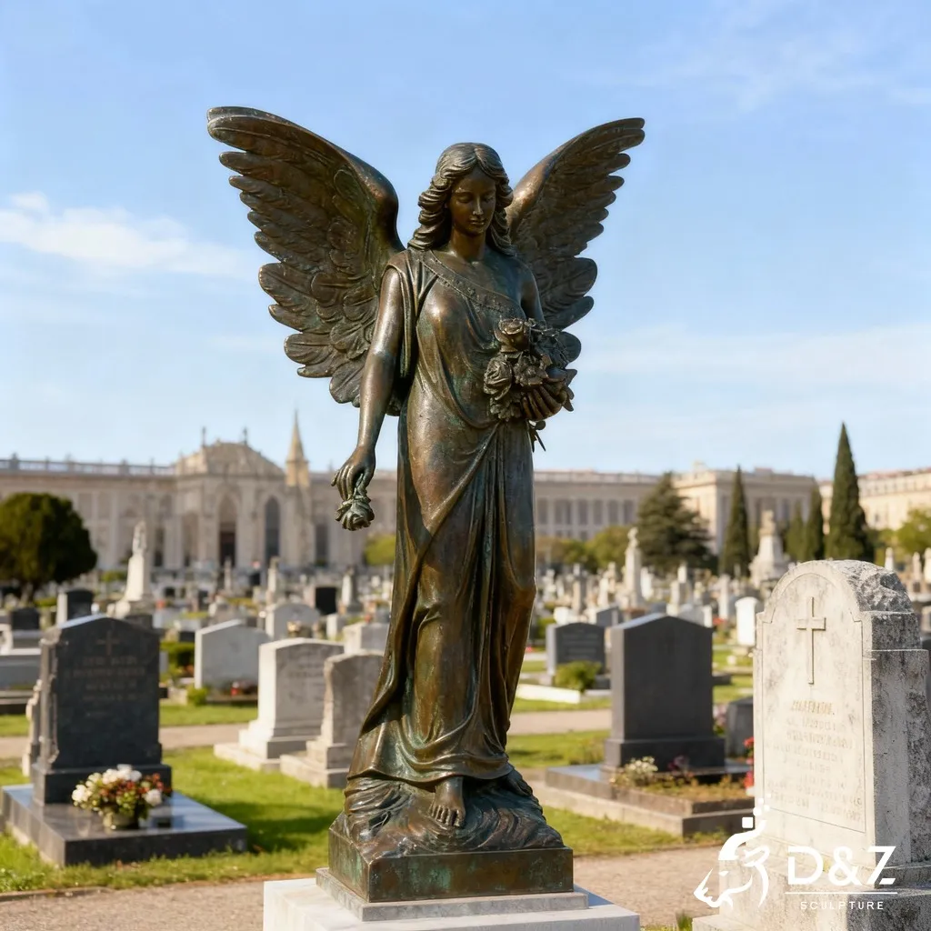 Custom bronze cemetery angel statue, cast by lost-wax method, outdoor and indoor decoration-10 Custom bronze cemetery angel statue, cast by lost-wax method, outdoor and indoor decoration-10