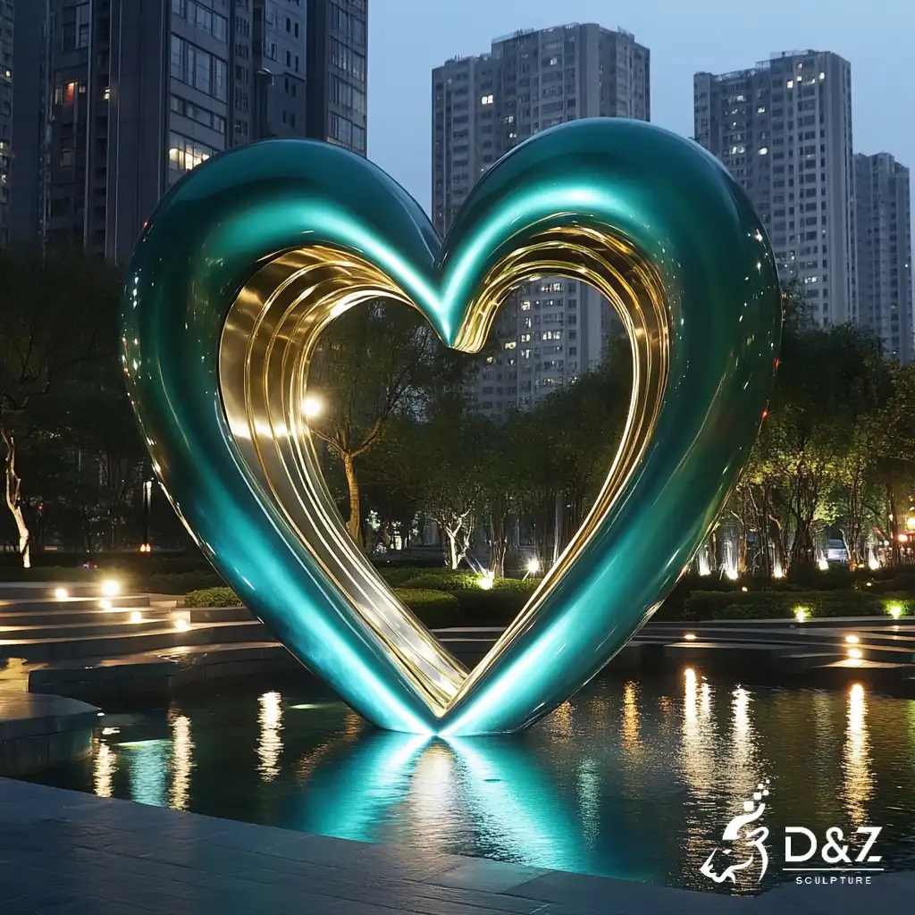 Large Abstract Metal Heart-Shaped Sculpture Art for Plazas DZN398-2