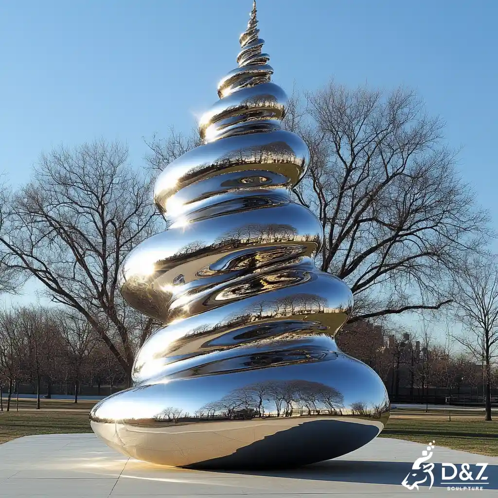 Custom metal spiral modern Christmas tree sculpture, crafted in stainless steel, mirror polished surface, outdoor and indoor spaces-2 Custom metal spiral modern Christmas tree sculpture, crafted in stainless steel, mirror polished surface, outdoor and indoor spaces-2
