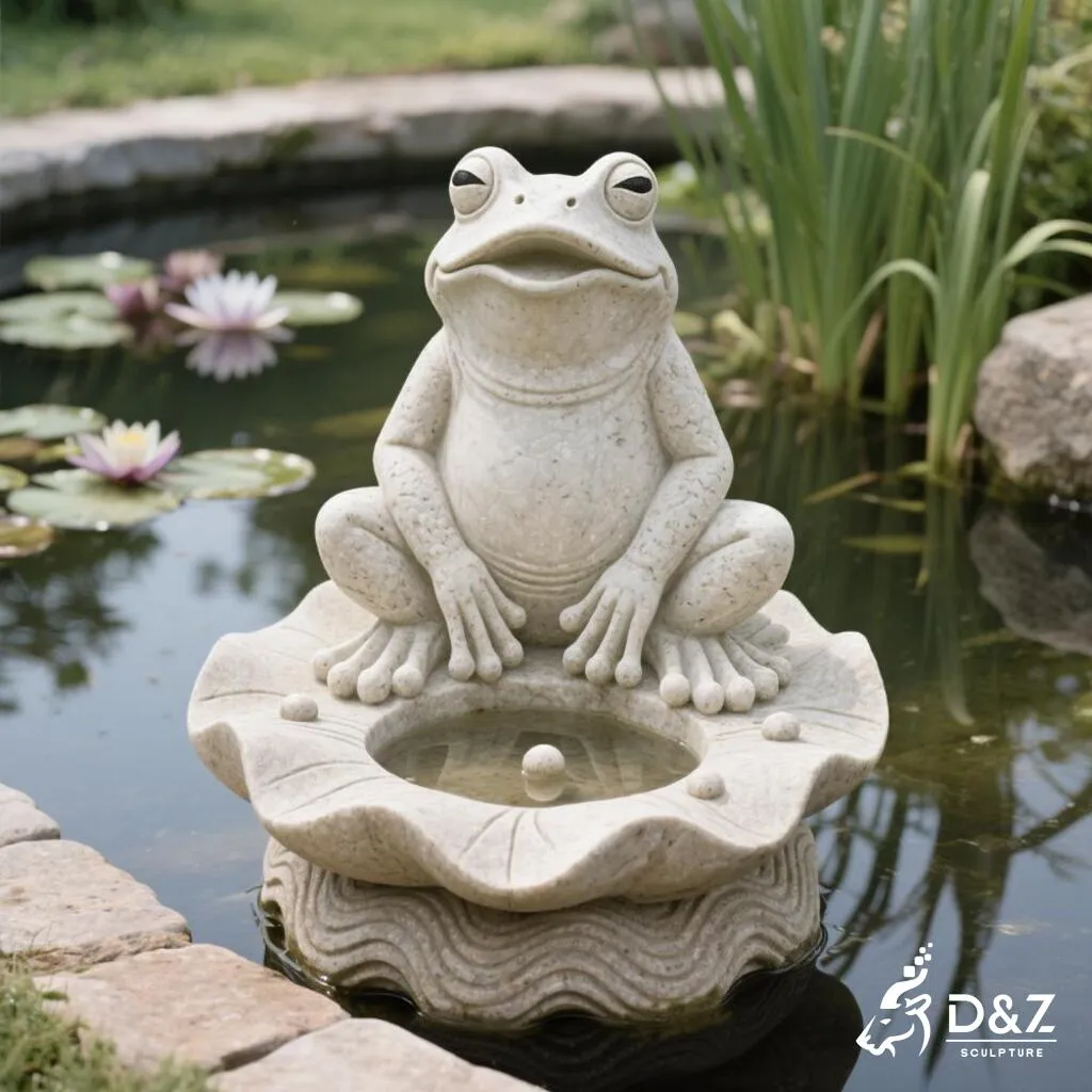 Large Frog Garden Statue for Outdoor Animal Decor DZN358 12 Stone frog garden statue, crafted in premium natural stone, timeless finish, indoor and outdoor installation-3