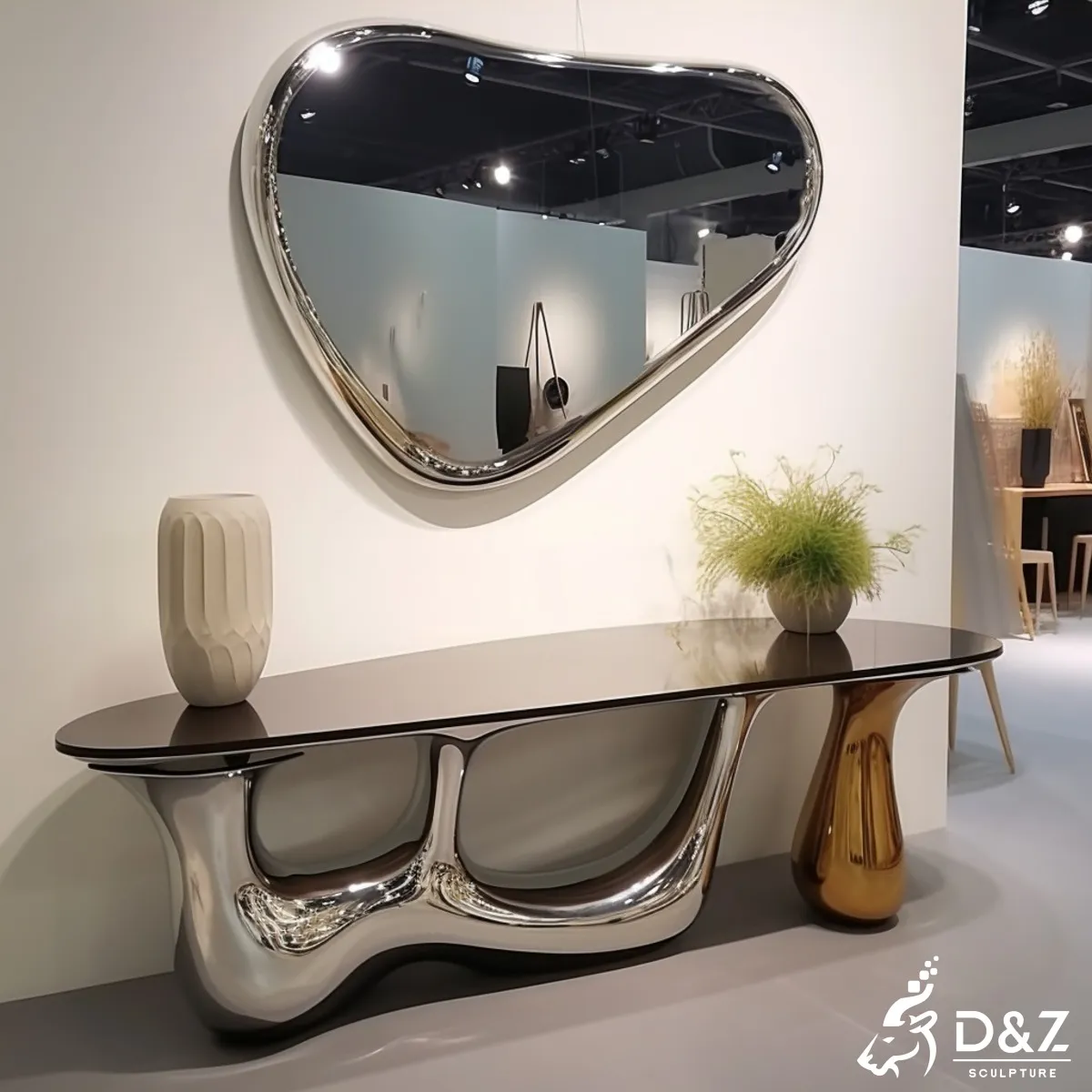 D&Z 12 Artistic Table Designs in Metal, Marble & Bronze Customize metal console table, crafted in stainless steel, perfect for entrance-1