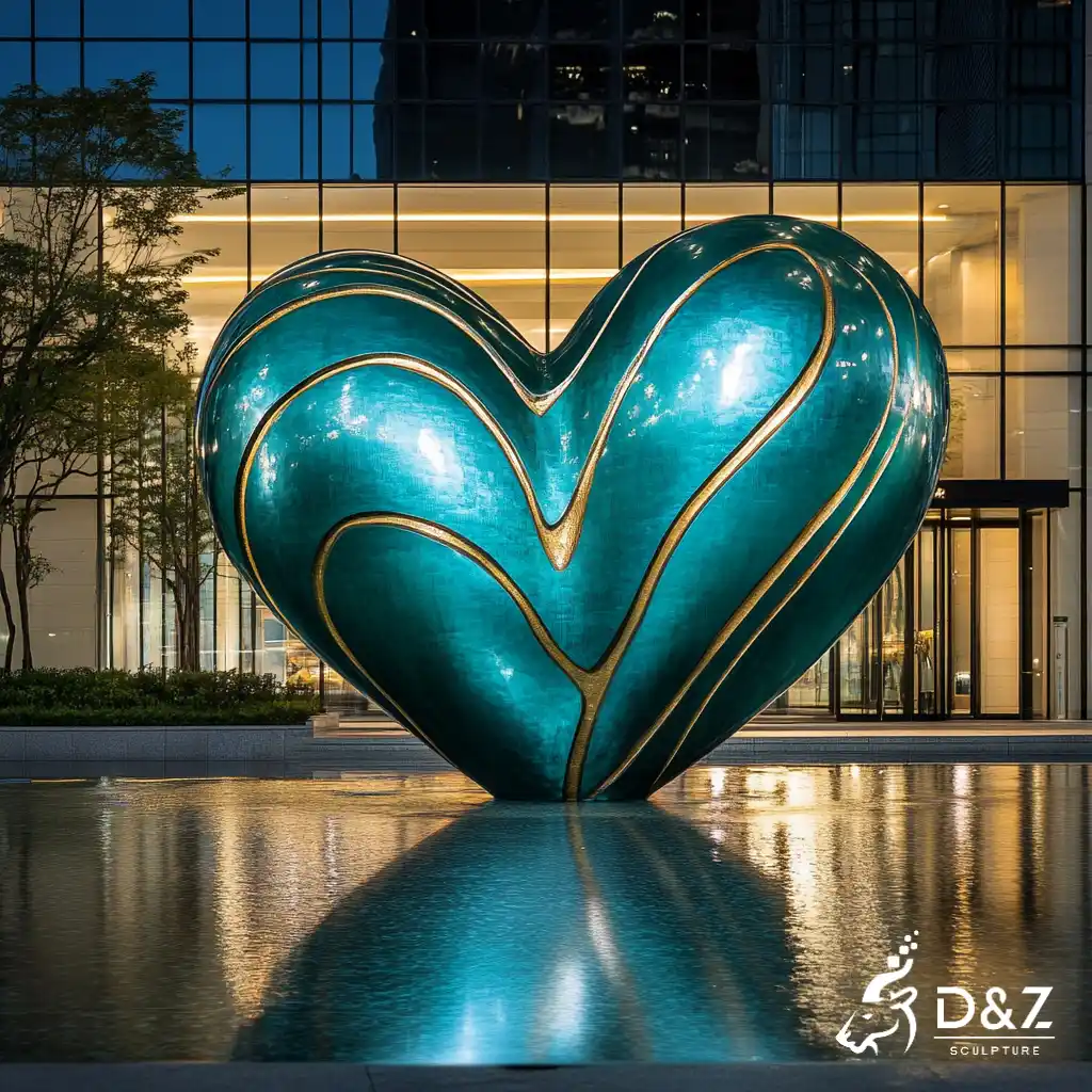 Large Abstract Metal Heart-Shaped Sculpture Art for Plazas DZN398-4