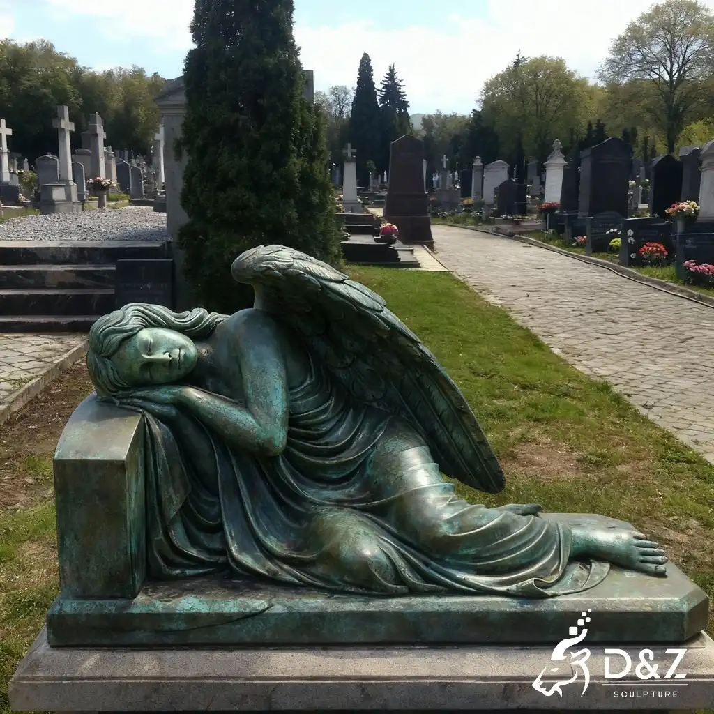 Custom bronze cemetery angel statue, cast by lost-wax method, outdoor and indoor decoration-5 Custom bronze cemetery angel statue, cast by lost-wax method, outdoor and indoor decoration-5