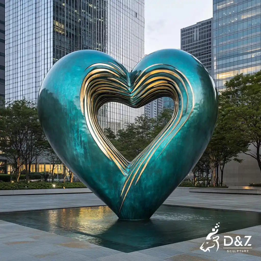 Large Abstract Metal Heart-Shaped Sculpture Art for Plazas DZN398-5