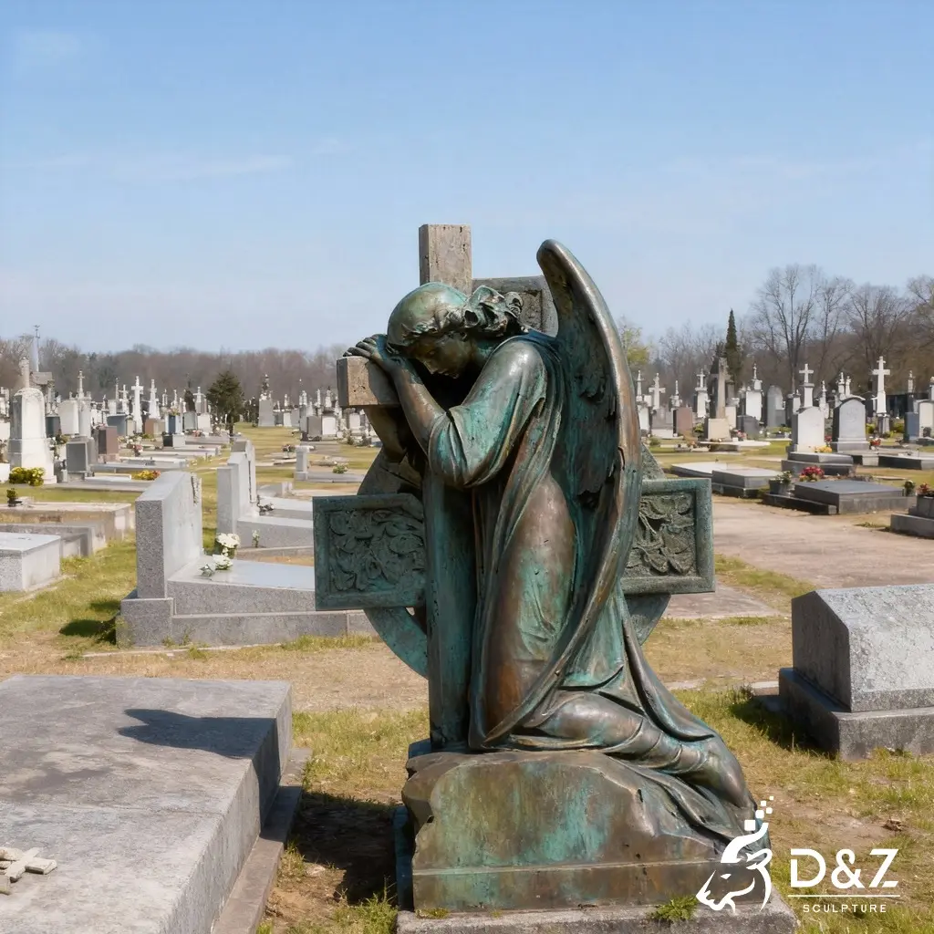 Custom bronze cemetery angel statue, cast by lost-wax method, outdoor and indoor decoration-6 Custom bronze cemetery angel statue, cast by lost-wax method, outdoor and indoor decoration-6