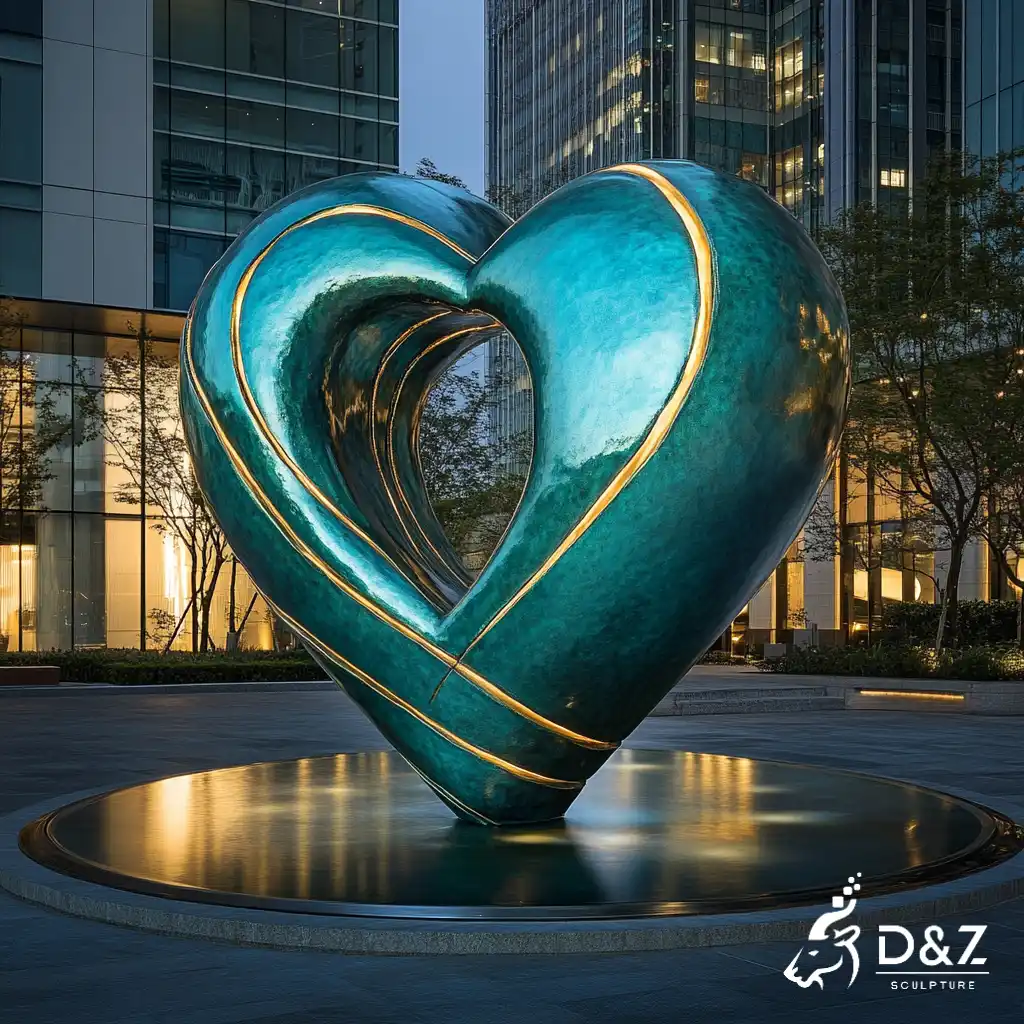 Large Abstract Metal Heart-Shaped Sculpture Art for Plazas DZN398-6
