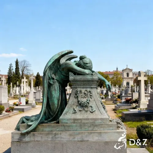 Custom bronze cemetery angel statue, cast by lost-wax method, outdoor and indoor decoration-7