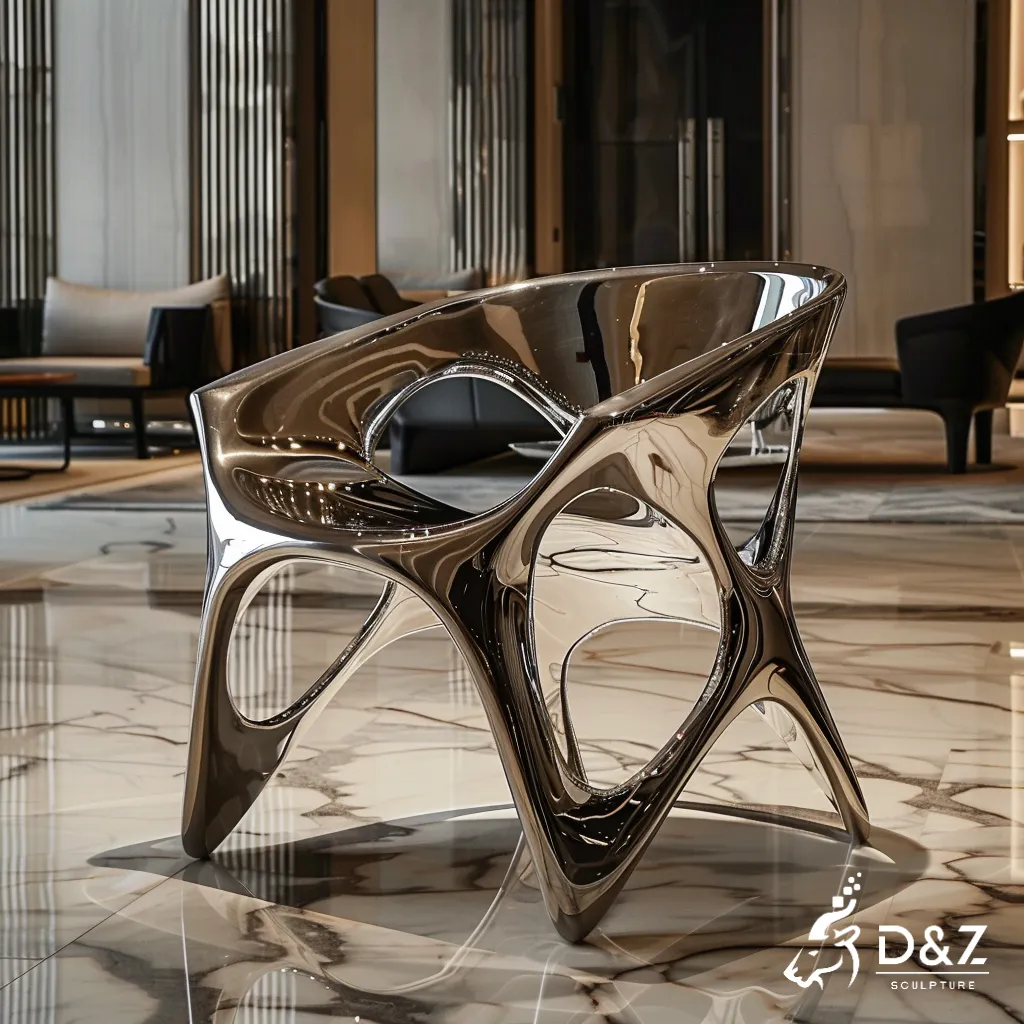 Custom metal modern chair, crafted in stainless steel, mirror polished surface, outdoor and indoor spaces-7 Custom metal modern chair, crafted in stainless steel, mirror polished surface, outdoor and indoor spaces-7
