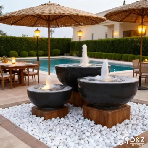 Large bowl modern marble fountain, crafted in premium natural marble, timeless finish, indoor and outdoor installation-5