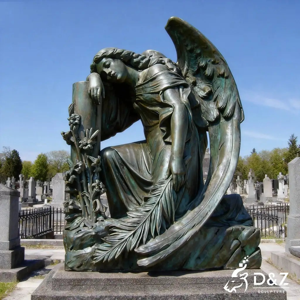 Custom bronze cemetery angel statue, cast by lost-wax method, outdoor and indoor decoration-8 Custom bronze cemetery angel statue, cast by lost-wax method, outdoor and indoor decoration-8