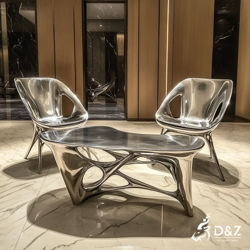 Custom metal modern chair, crafted in stainless steel, mirror polished surface, outdoor and indoor spaces-8 Custom metal modern chair, crafted in stainless steel, mirror polished surface, outdoor and indoor spaces-8
