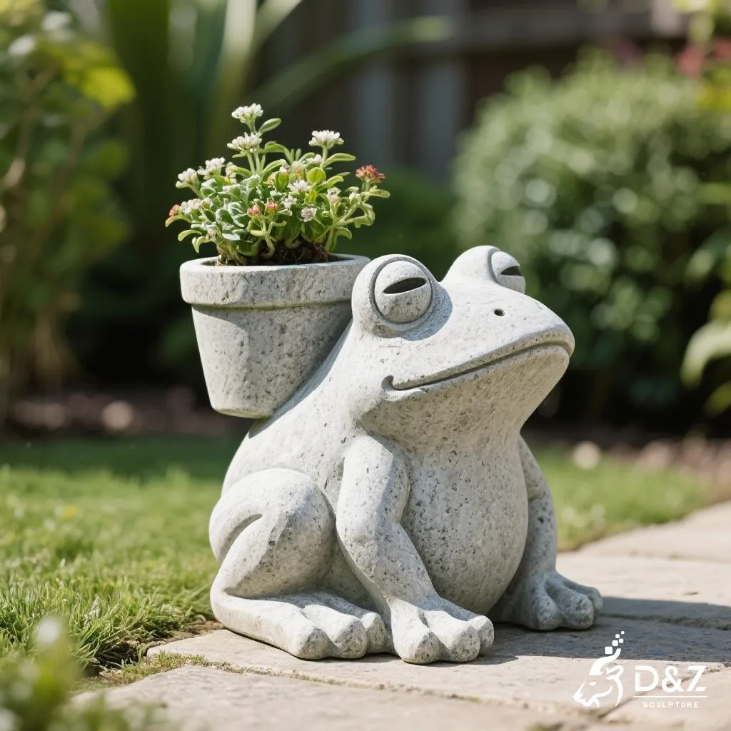 Large Frog Garden Statue for Outdoor Animal Decor DZN358 17 Stone frog garden statue, crafted in premium natural stone, timeless finish, indoor and outdoor installation-5