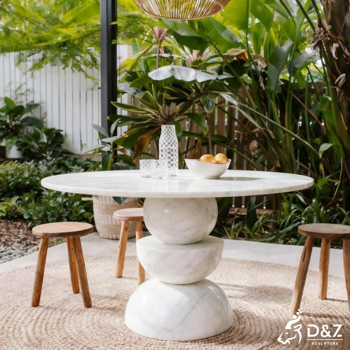 D&Z 12 Artistic Table Designs in Metal, Marble & Bronze Customize marble outdoor table, crafted in natural marble, perfect for public spaces-1