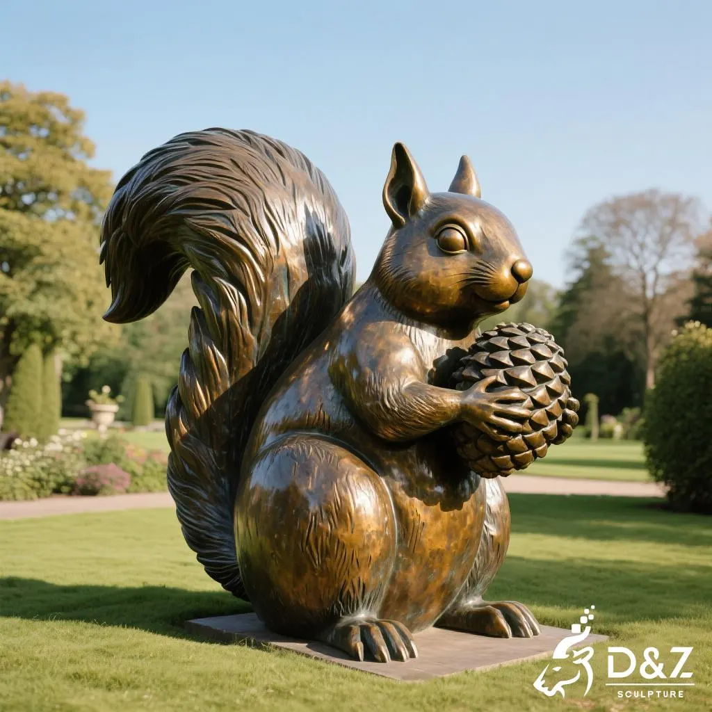 Outdoor Squirrel Garden Statue Animal Ornaments DZN365 Customize squirrel garden statue, crafted by metal, bronze, Corten, or marble, perfect for indoor and outdoor spaces-3