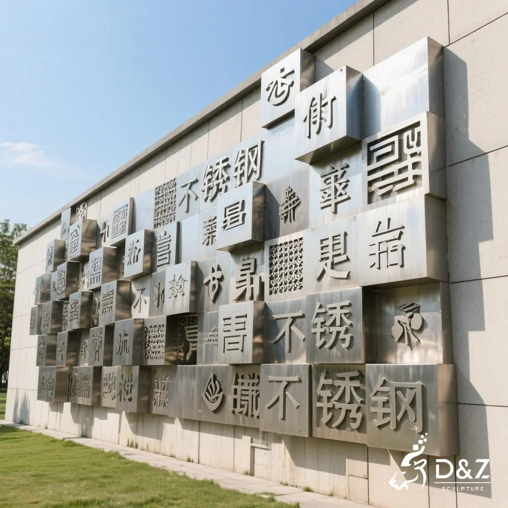 Custom metal brick wall sculpture, crafted in stainless steel, mirror polished surface, outdoor and indoor spaces-2 Custom metal brick wall sculpture, crafted in stainless steel, mirror polished surface, outdoor and indoor spaces-2