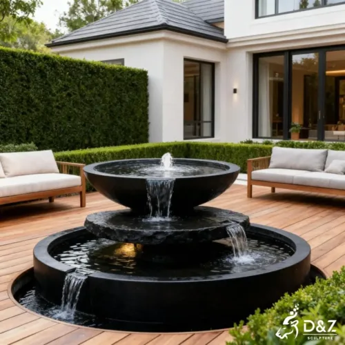 Large bowl modern marble fountain, crafted in premium natural marble, timeless finish, indoor and outdoor installation-7