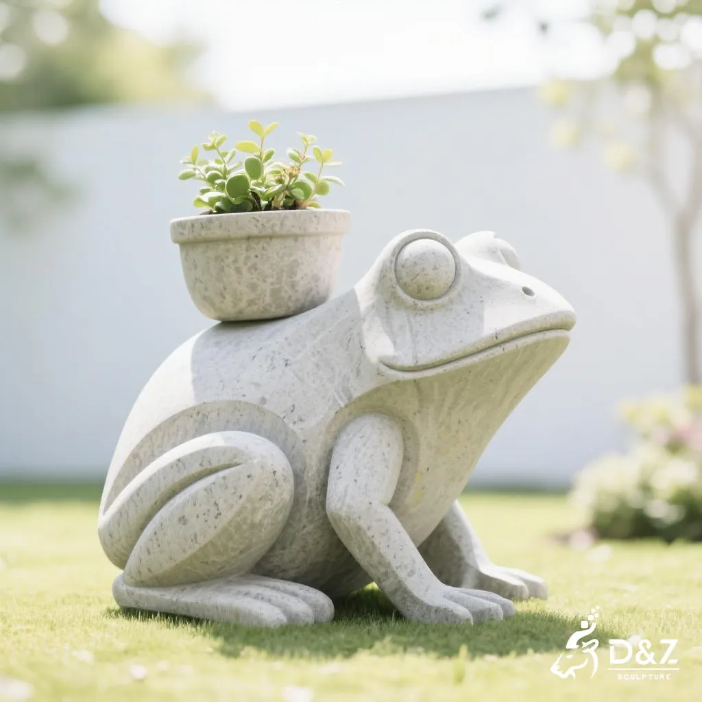 Large Frog Garden Statue for Outdoor Animal Decor DZN358 11 Stone frog garden statue, crafted in premium natural stone, timeless finish, indoor and outdoor installation-7