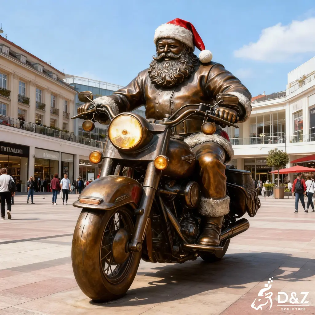 Custom Large Funny Bronze Christmas Santa Claus Statue DZN386 Custom Christmas large bronze Santa Claus statue, cast by lost-wax method, outdoor and indoor decoration-3