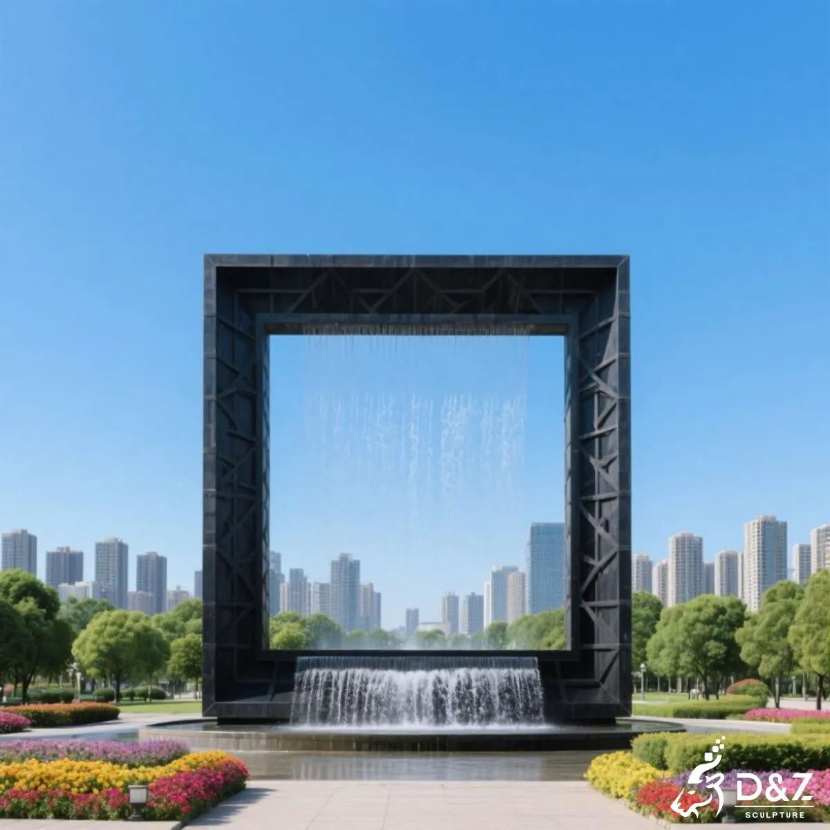 Custom modern fountain, modern rectangular fountain, square water fountain, crafted in stainless steel, outdoor and indoor decoration