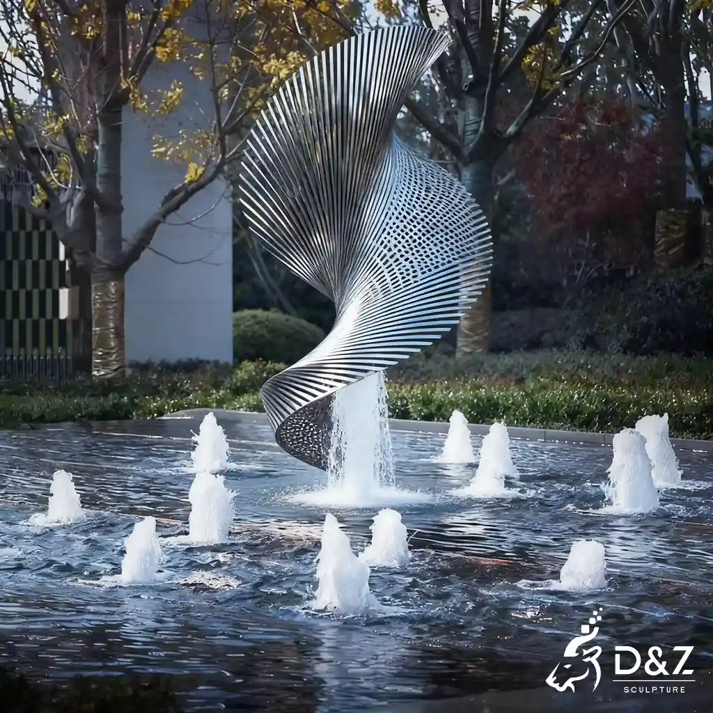 Modern Stainless Steel Spiral Water Fountain for Outdoor DZN411 Modern Stainless Steel Spiral Water Fountain for Outdoor DZN411-1
