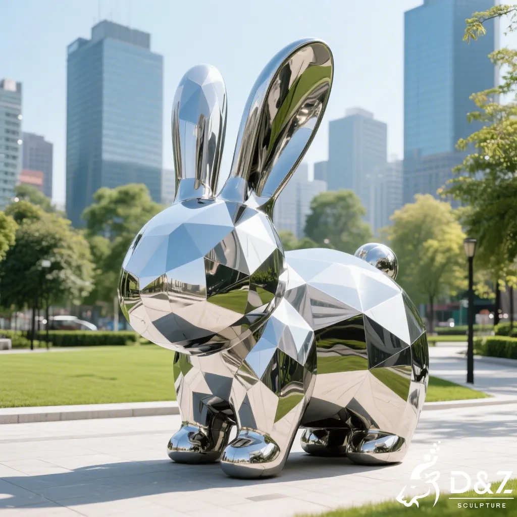 Modern Abstract Metal Bunny rabbit sculpture Art for Outdoor Landscapes Modern Abstract Metal Bunny rabbit sculpture Art for Outdoor Landscapes