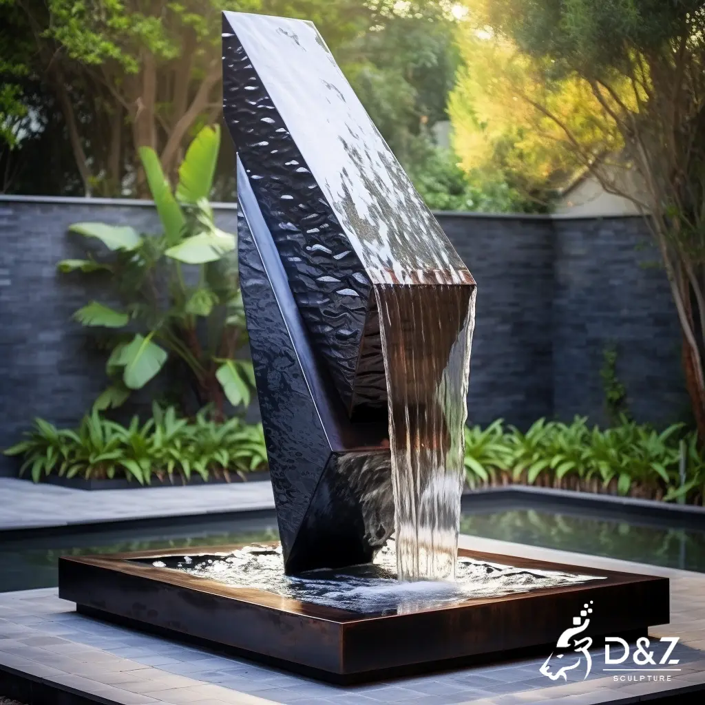 Custom outdoor abstract modern metal fountain waterfall DZN405-1
