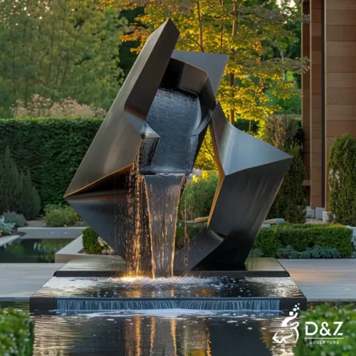 Modern Geometric Metal Water Fountain for Outdoor DZN406-2