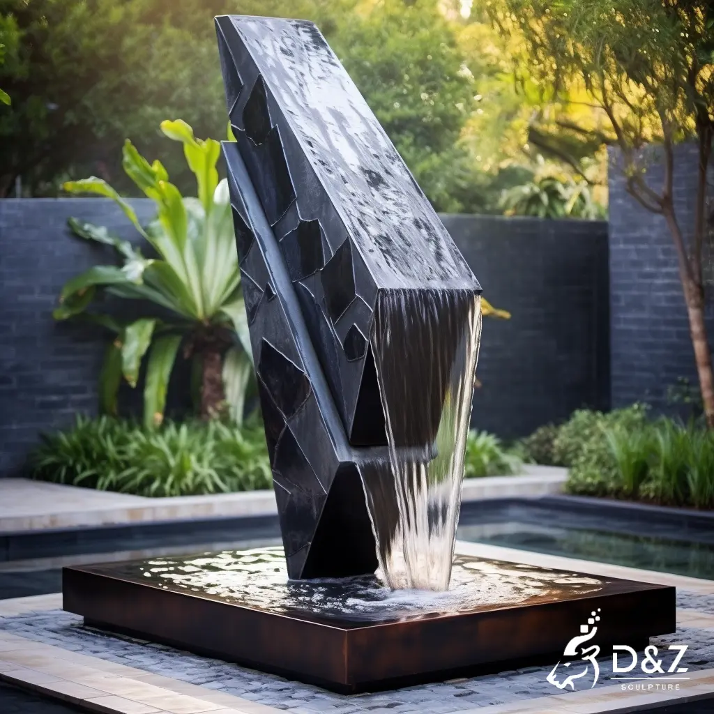 Custom outdoor abstract modern metal fountain waterfall DZN405-2