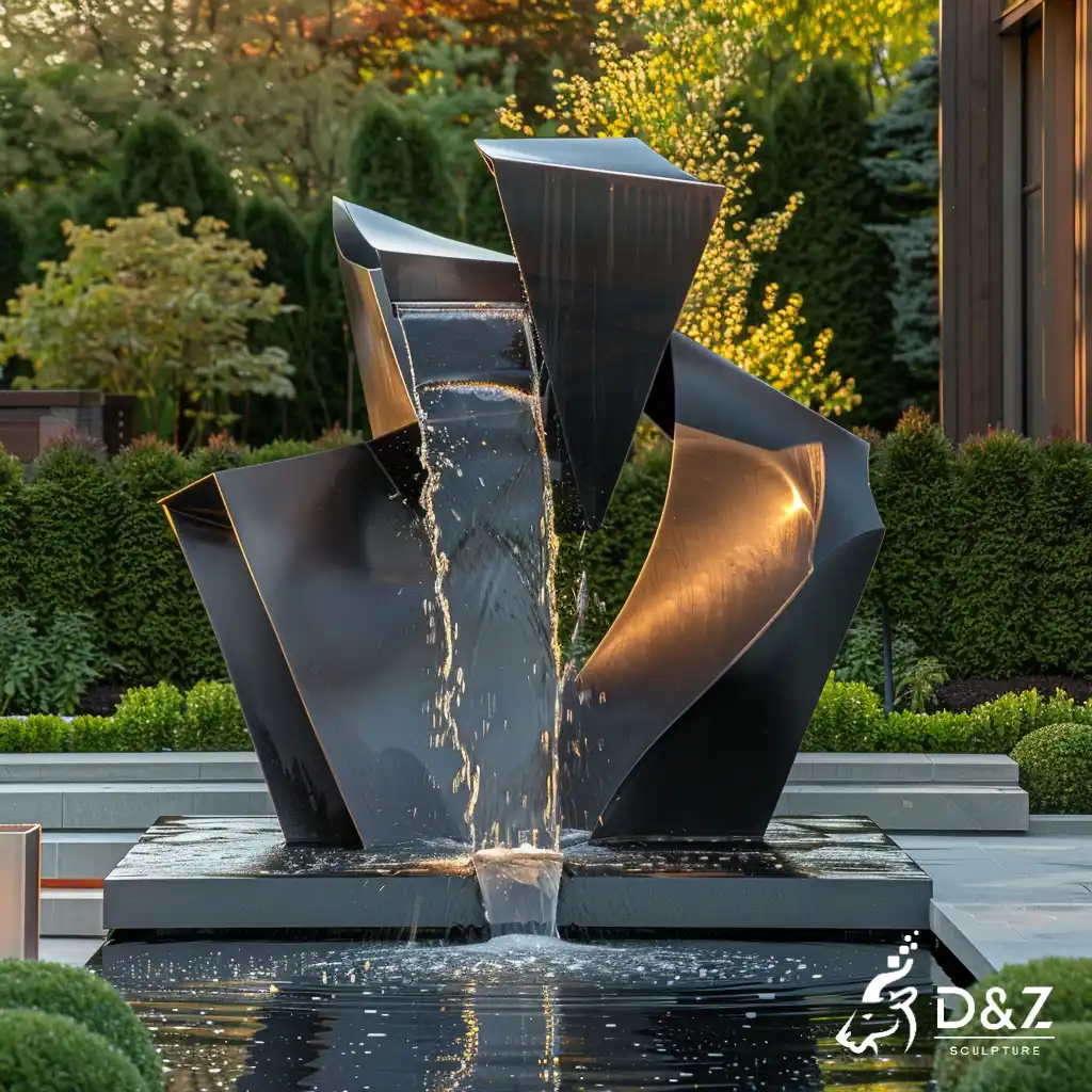 Modern Geometric Metal Water Fountain for Outdoor DZN406-3