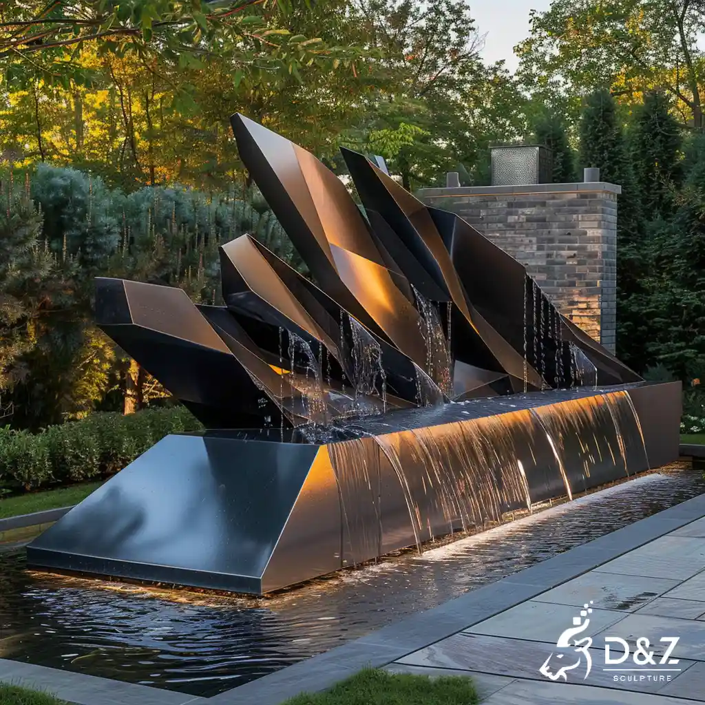 Modern Geometric Metal Water Fountain for Outdoor DZN406-4