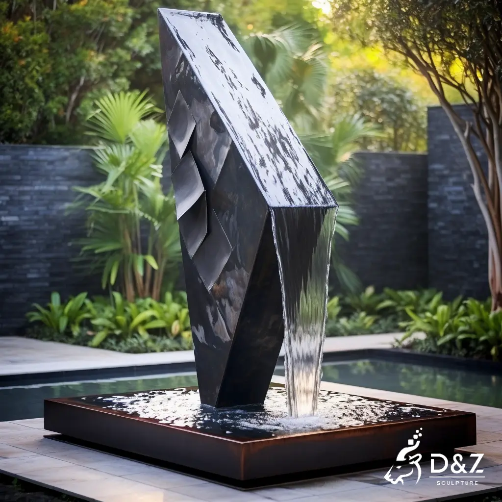 Custom outdoor abstract modern metal fountain waterfall DZN405-4
