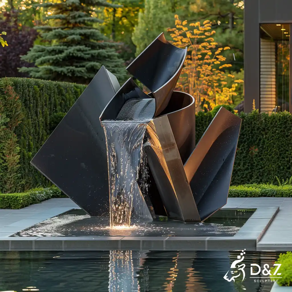 Modern Geometric Metal Water Fountain for Outdoor DZN406-6