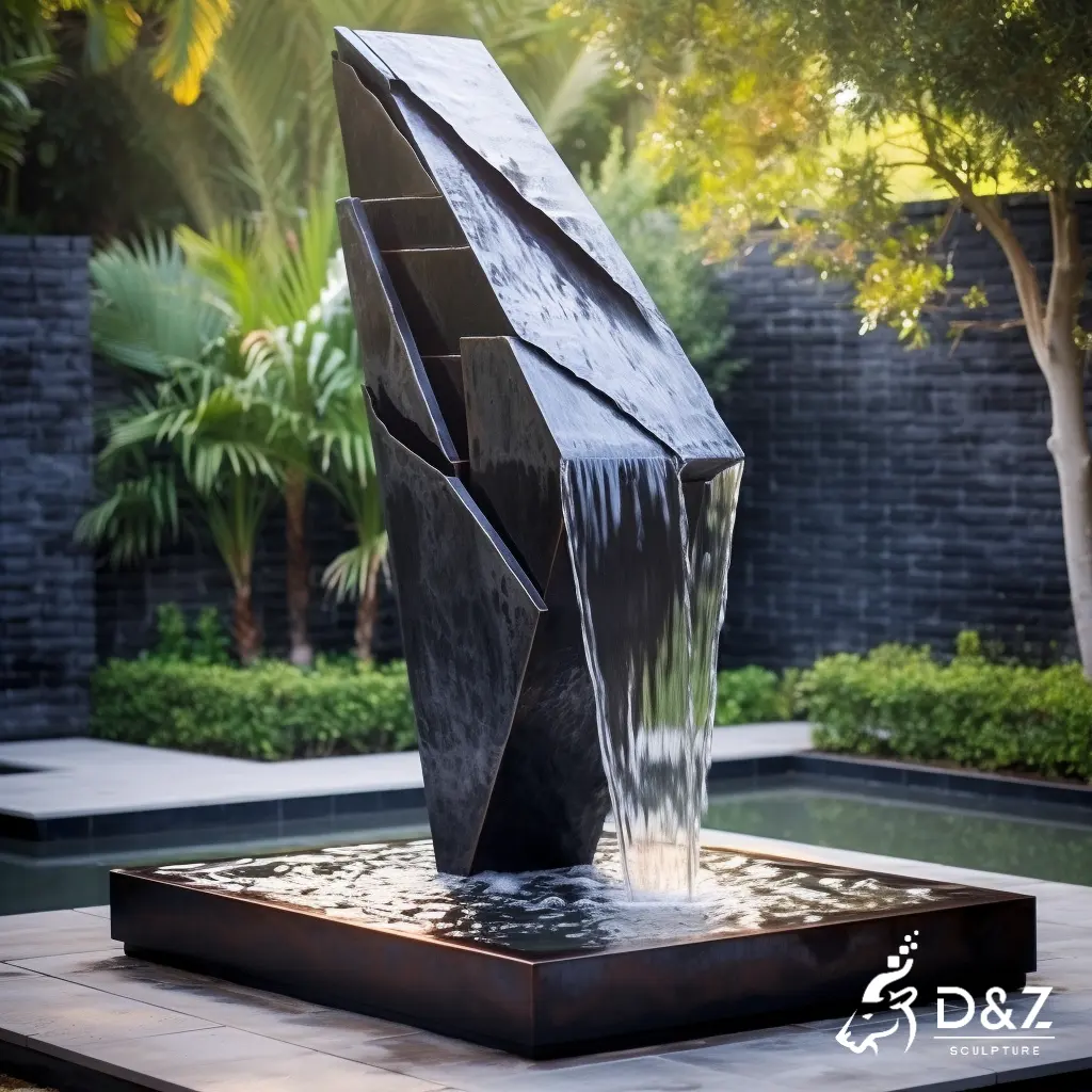 Custom outdoor abstract modern metal fountain waterfall DZN405-5