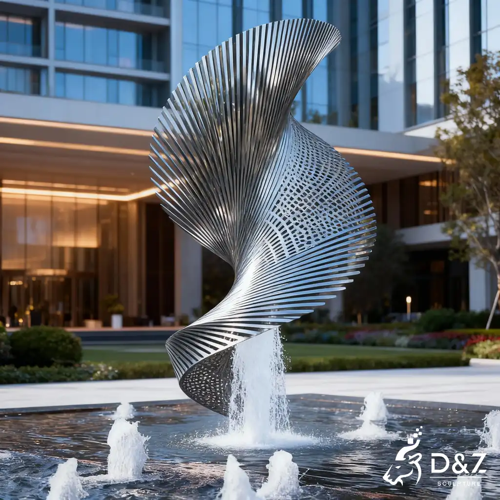 Modern Stainless Steel Spiral Water Fountain for Outdoor DZN411 Modern Stainless Steel Spiral Water Fountain for Outdoor DZN411-7