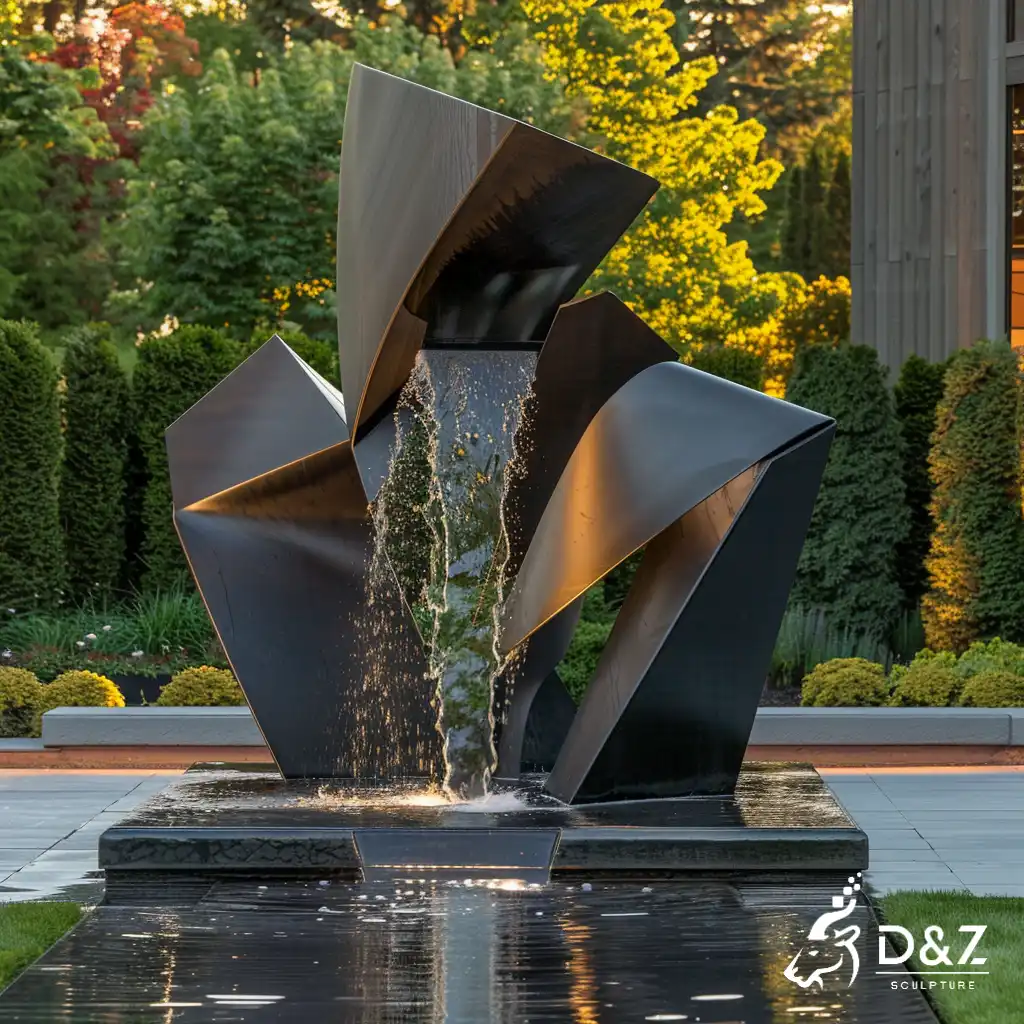 Modern Geometric Metal Water Fountain for Outdoor DZN406-8