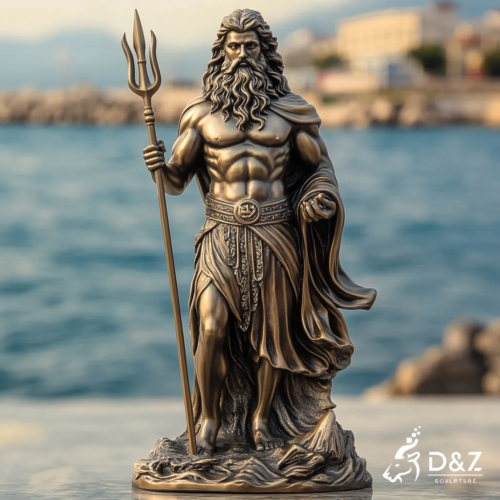 Ancient Greek Bronze Poseidon God Statue with Trident for Seaside DZN407-6